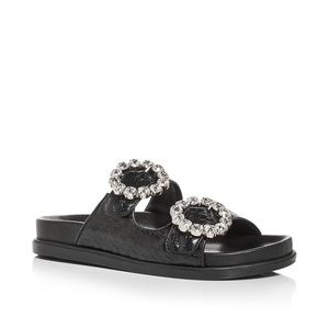 Schutz Ariel embossed slide sandals